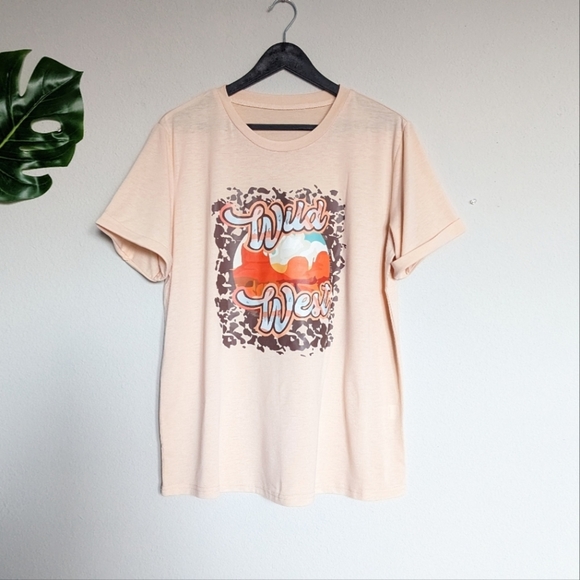 Western Wild West light yellow short sleeve desert tee size S - Picture 2 of 7